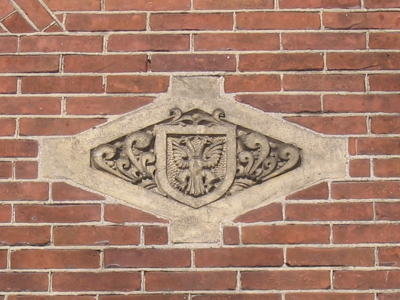 vm Bibliotheek, nu apotheek, Gen. de la Reylaan 12, Bussum (wapen van Naarden)